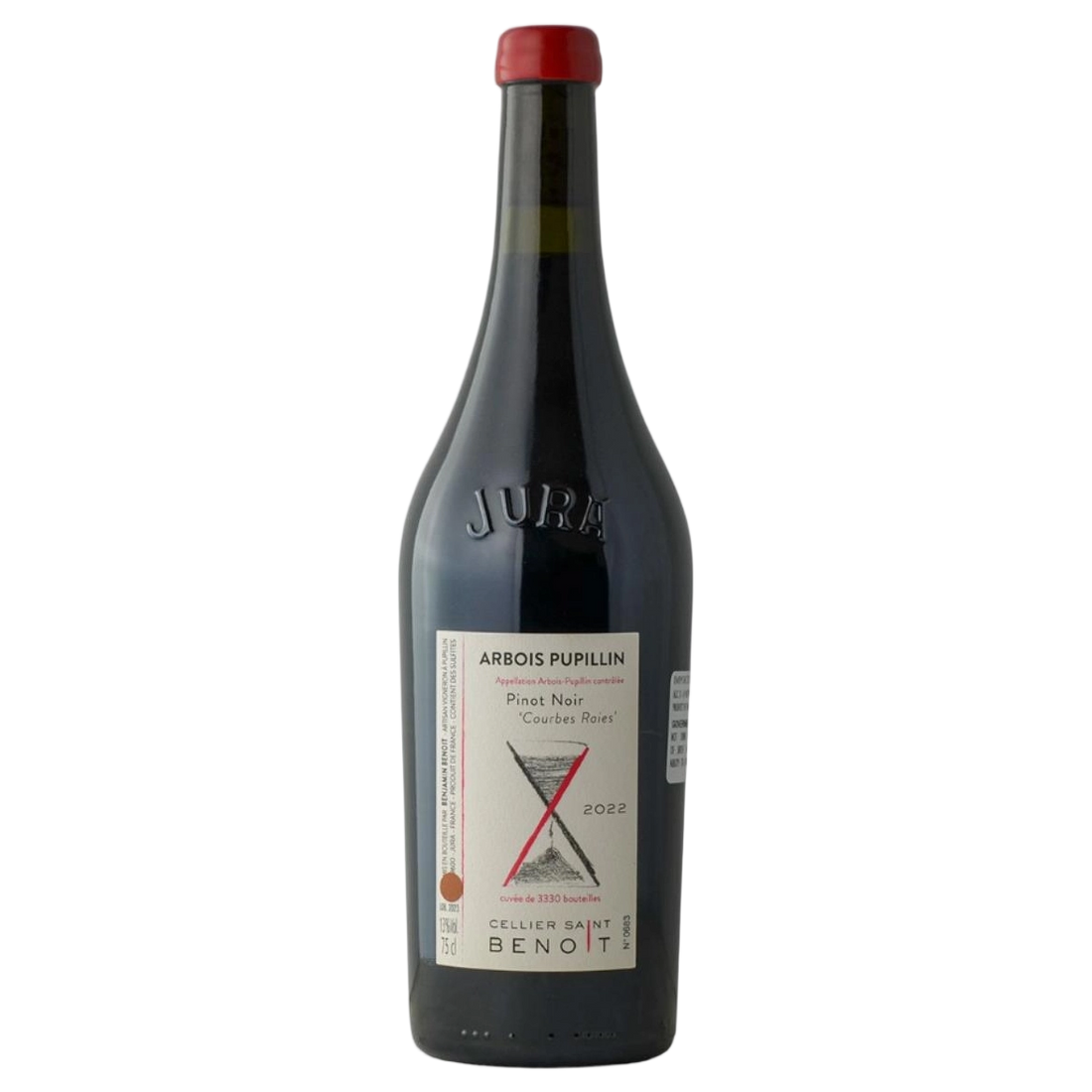 A bottle of Cellier Saint Benoit Arbois Pupillin Courbes Raies Pinot Noir 2023 750ml Red Wine