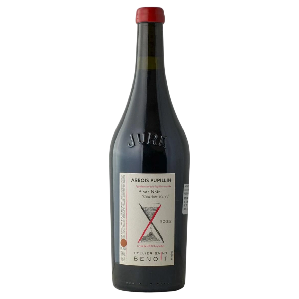 A bottle of Cellier Saint Benoit Arbois Pupillin Courbes Raies Pinot Noir 2023 750ml Red Wine