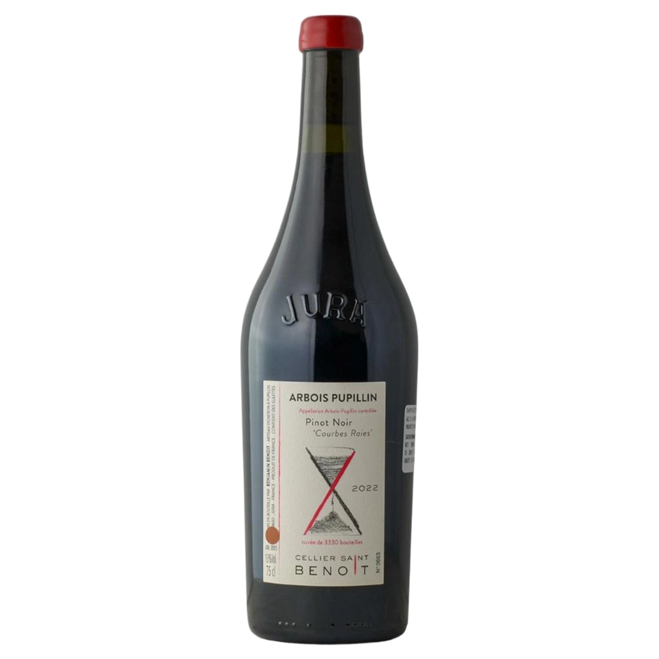 A bottle of Cellier Saint Benoit Arbois Pupillin Courbes Raies Pinot Noir 2023 750ml Red Wine