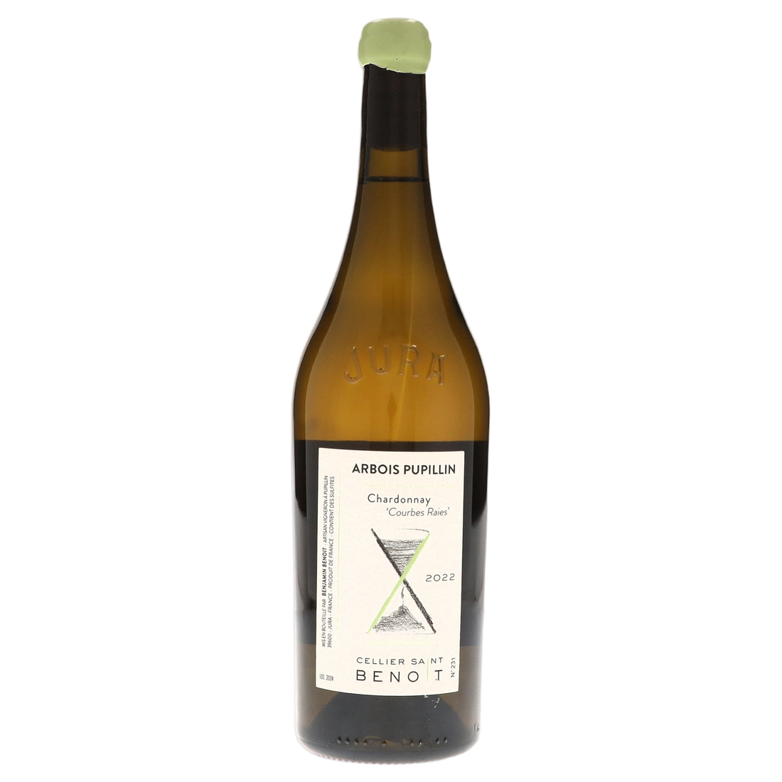 A bottle of Cellier Saint Benoit Arbois Pupillin Courbes Raies Chardonnay 2023 750ml White Wine