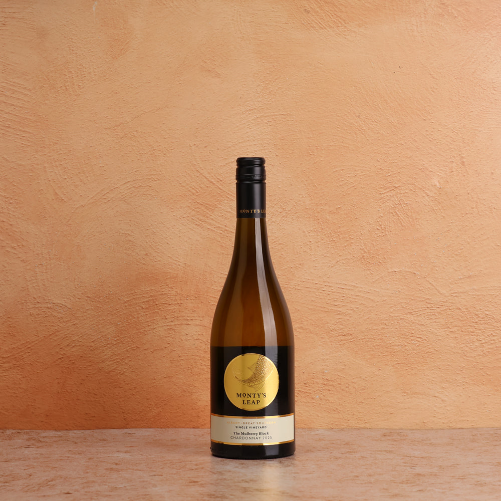 A bottle of Monty's Leap The Mulberry Block Chardonnay 2025 750ml White Wine