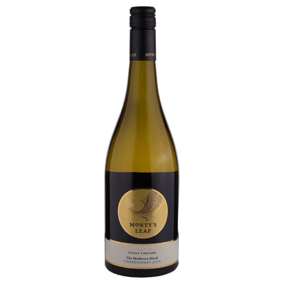 A bottle of Monty's Leap The Mulberry Block Chardonnay 2025 750ml White Wine