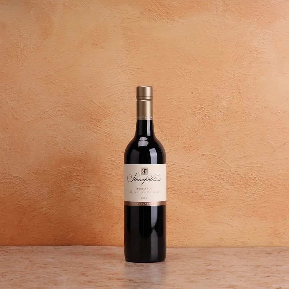 A bottle of Carillion Stonefields Arbitrage Cabernet Sauvignon Merlot Shiraz 2013 750ml Red Wine