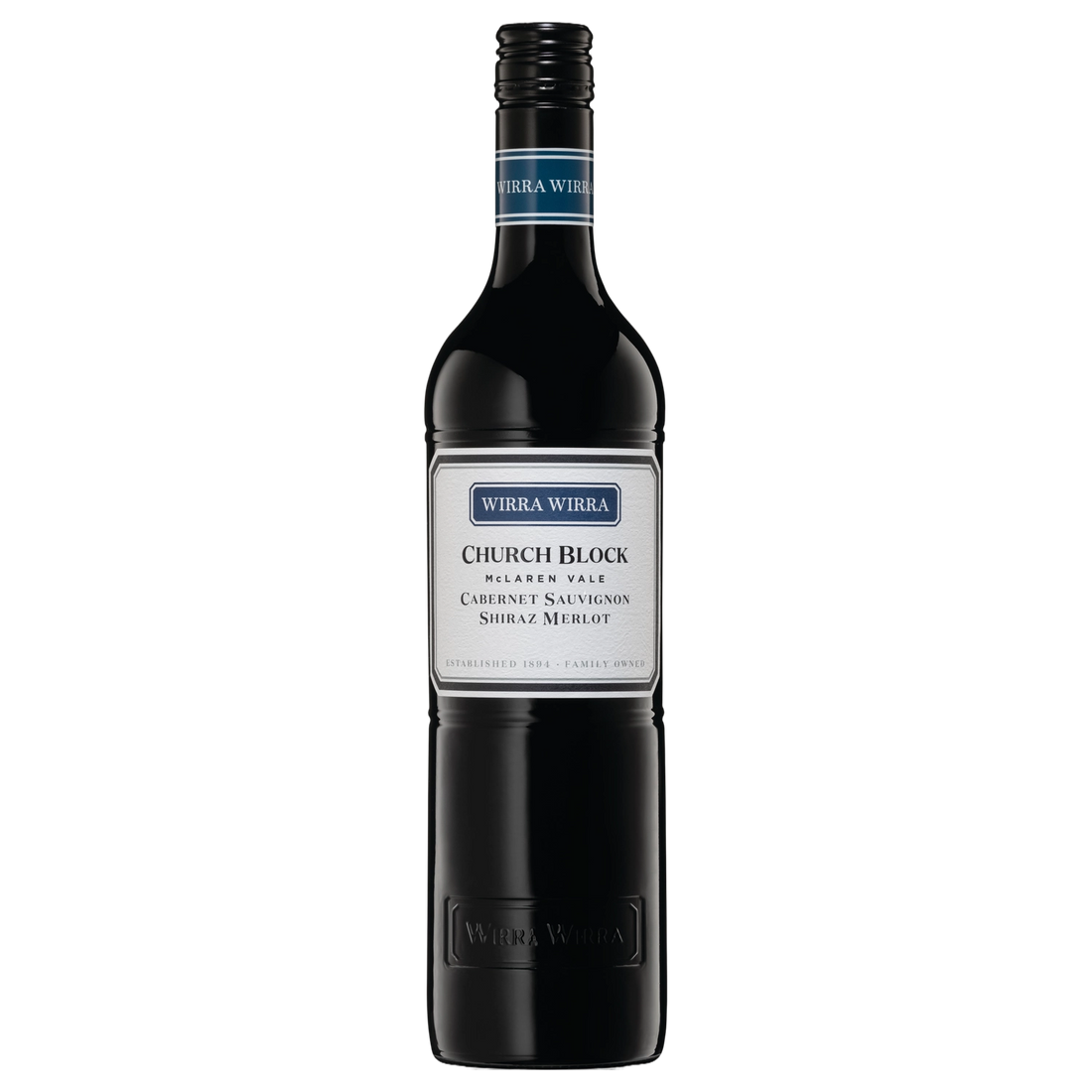 A bottle of Wirra Wirra Church Block Cabernet Shiraz Merlot 2023 750ml Red Wine