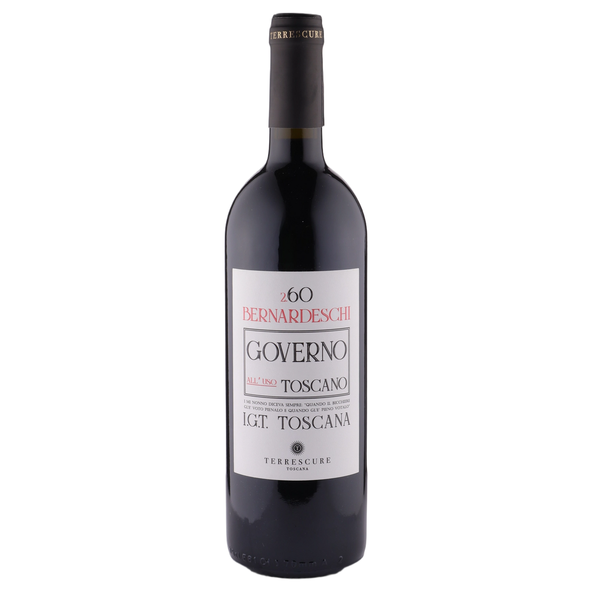 A bottle of Terrescure Bernardeschi IGT Governo All’uso Toscano 2024 750ml Red Wine