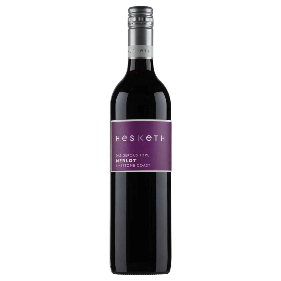 A bottle of 2025 Hesketh Dangerous Type Merlot 750ml Red Wine