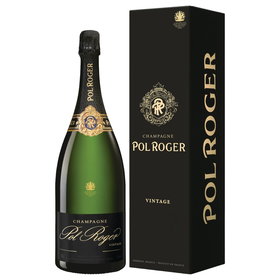 A bottle of Pol Roger Brut Vintage Gift Box 2018 1500ml Sparkling Wine