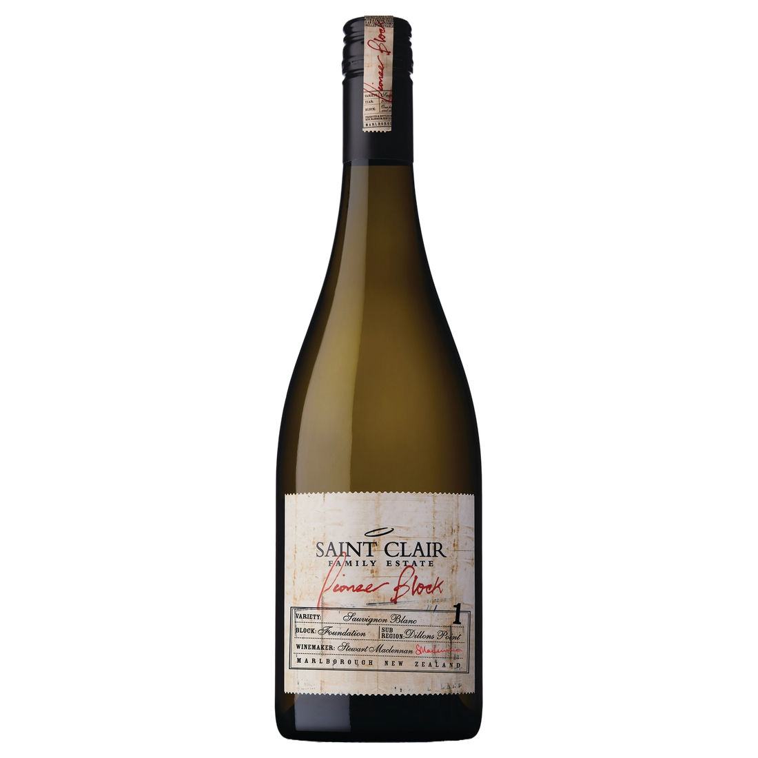 A bottle of Saint Clair Pioneer Block 1 Sauvignon Blanc 2024 750ml White Wine