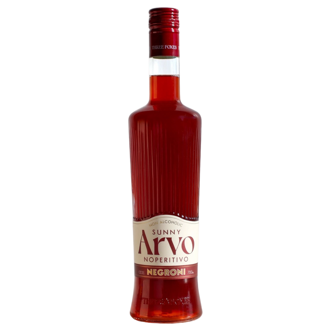 A bottle of Three Foxes Sunny Arvo Negroni 0% 700ml