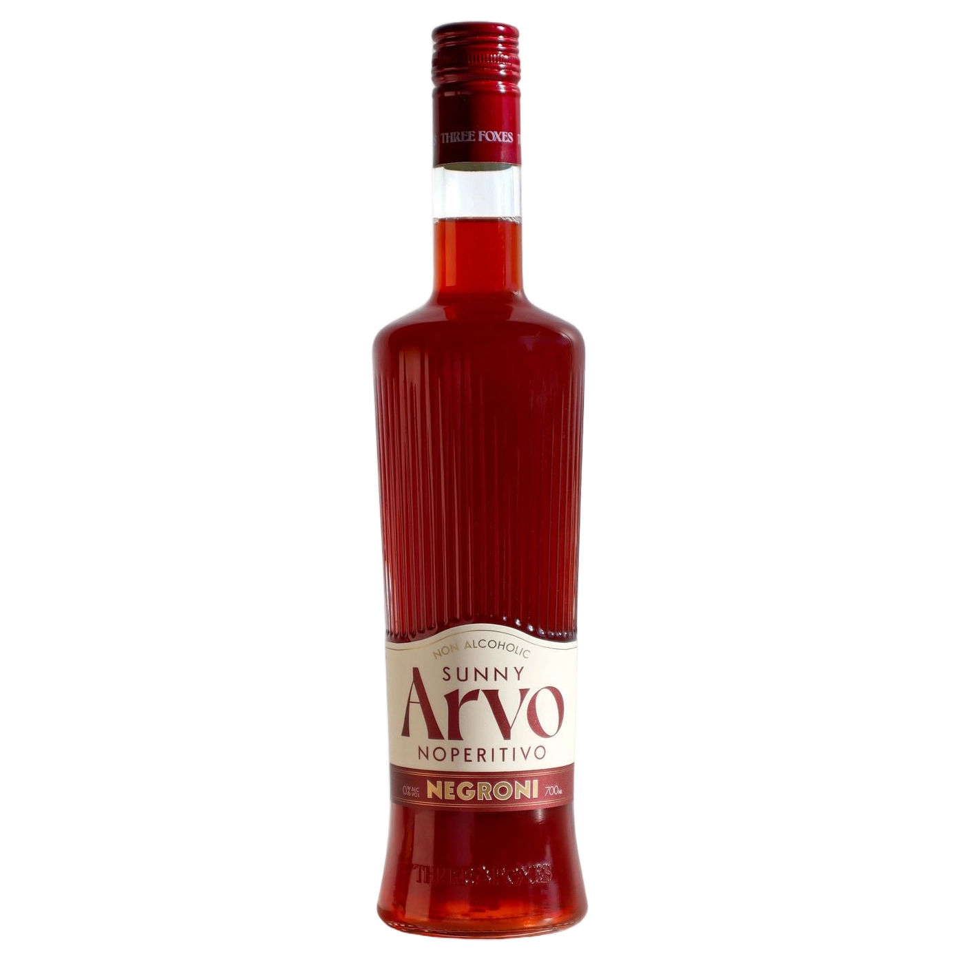 A bottle of Three Foxes Sunny Arvo Negroni 0% 700ml