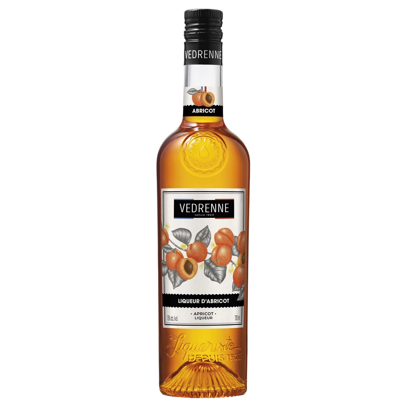 A bottle of Vedrenne Liqueur d'Apricot (Apricot) 15% 700ml