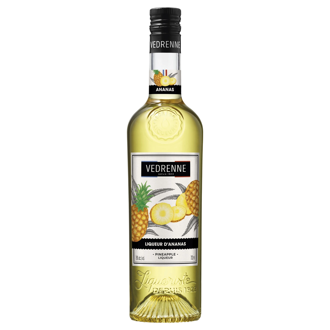 A bottle of Vedrenne Liqueur Ananas (Pineapple) 18% 700ml
