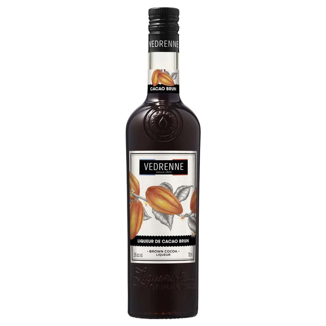 A bottle of Vedrenne Liqueur de Cacao Noir (Dark Cocoa) 25% 700ml