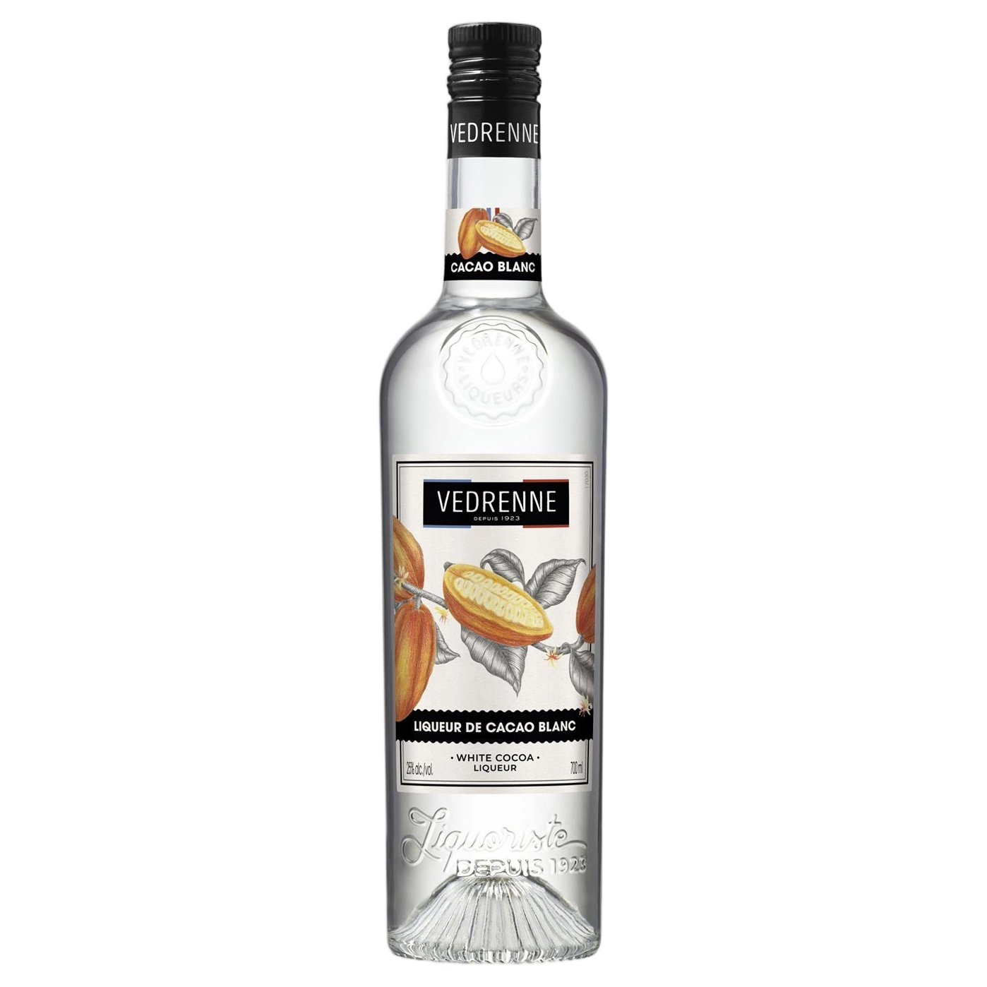 A bottle of Vedrenne Liqueur de Cacao Blanc (White Cocoa) 25% 700ml