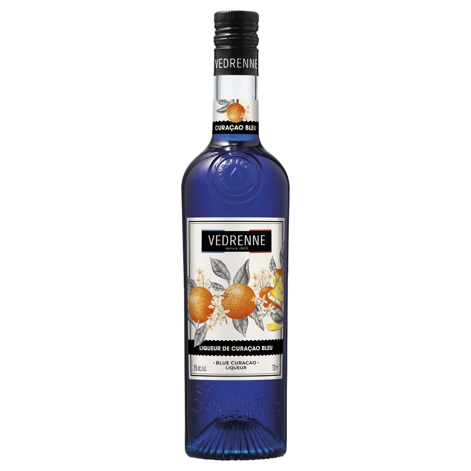 A bottle of Vedrenne Liqueur Curacao Bleu (Blue Curacao) 25% 700ml