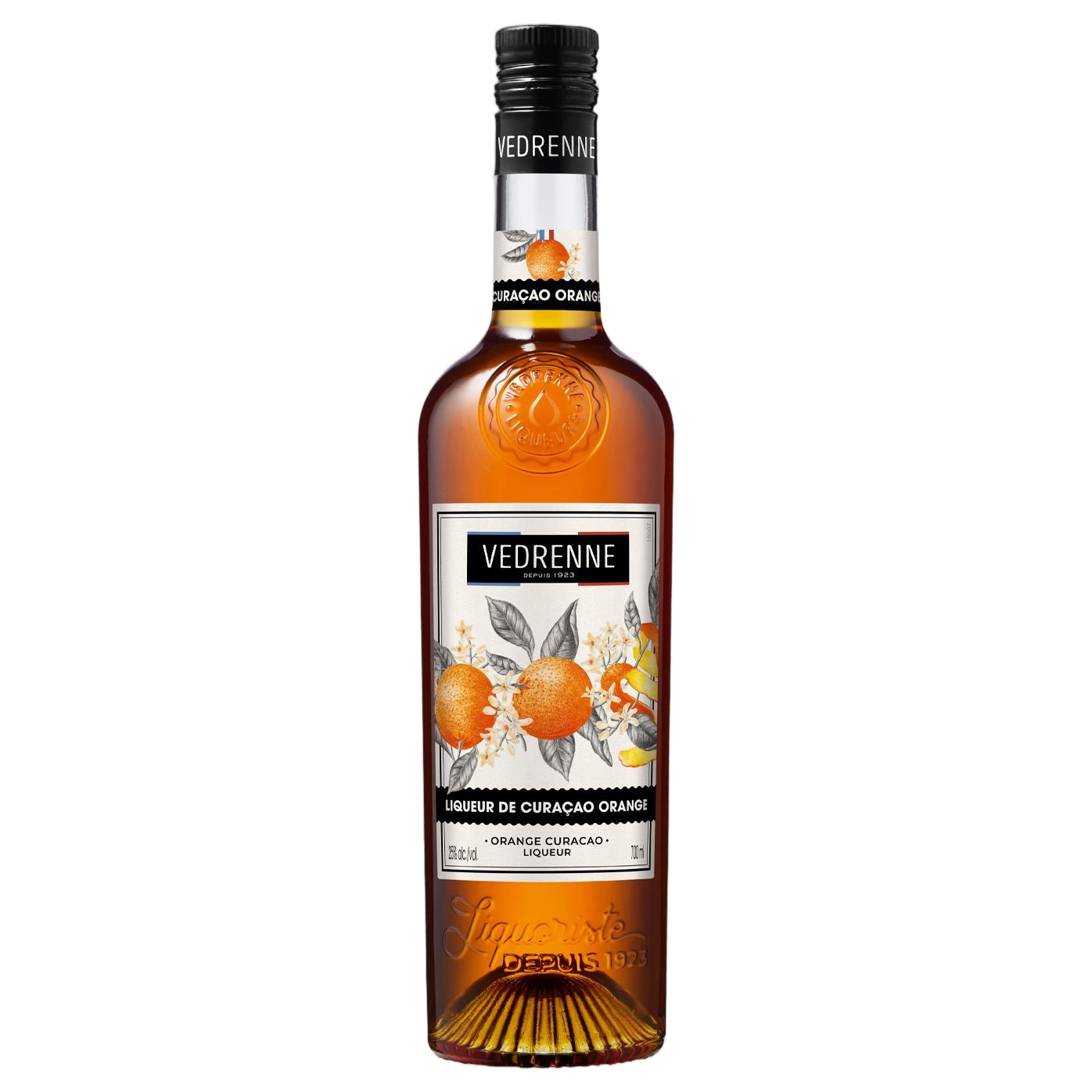 A bottle of Vedrenne Liqueur Curacao Orange (Orange Curacao) 35% 700ml