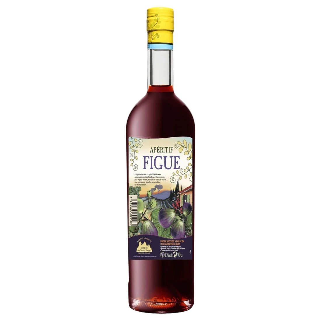 A bottle of Vedrenne Terres Rouge Aperitif Figue (Fig) 17% 700ml