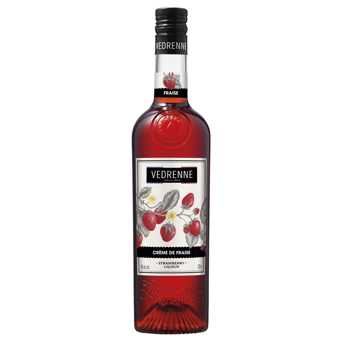 A bottle of Vedrenne Liqueur Creme de Fraise (Strawberry) 16% 700ml