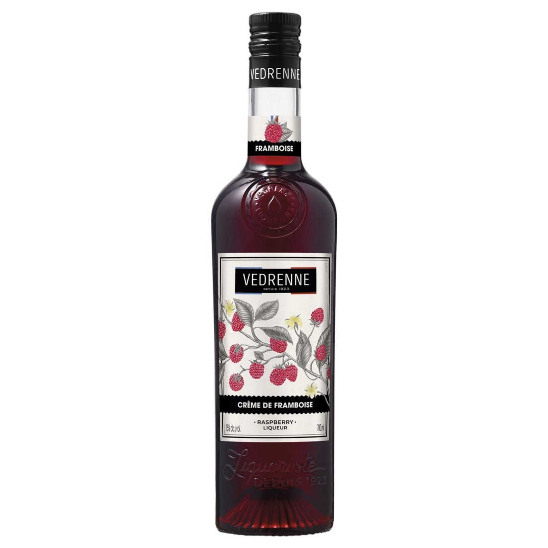 A bottle of Vedrenne Liqueur Creme de Framboise (Raspberry) 15% 700ml