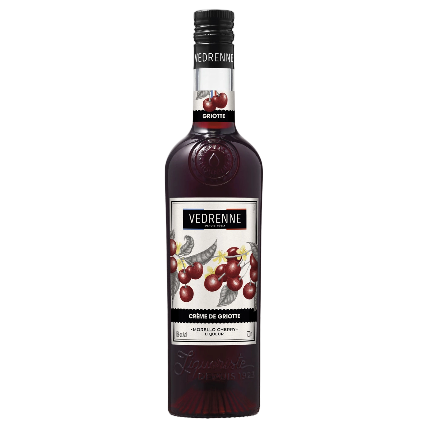 A bottle of Vedrenne Liqueur Creme de Griotte (Morello Cherry) 15% 700ml