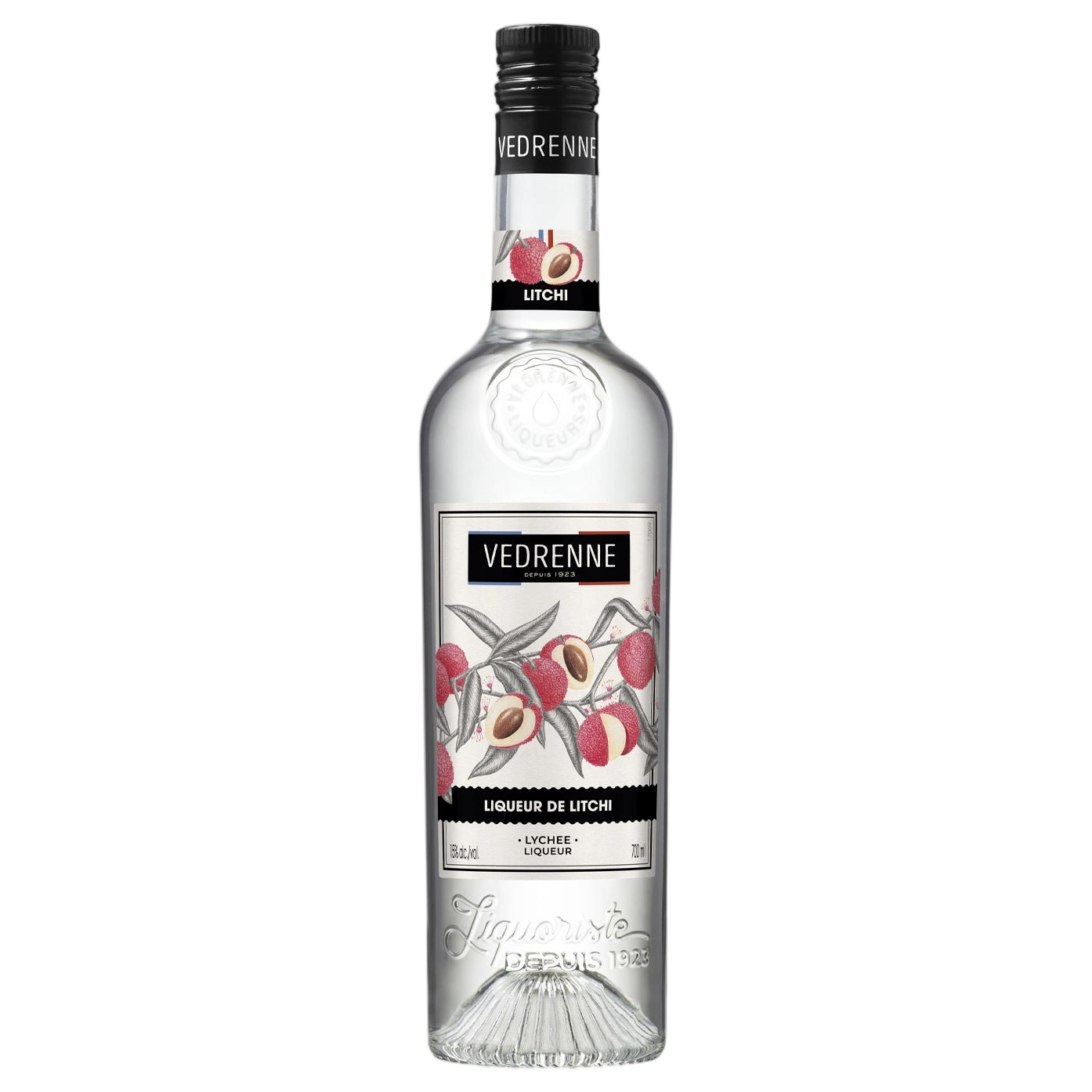 A bottle of Vedrenne Liqueur de Litchi (Lychee) 15% 700ml