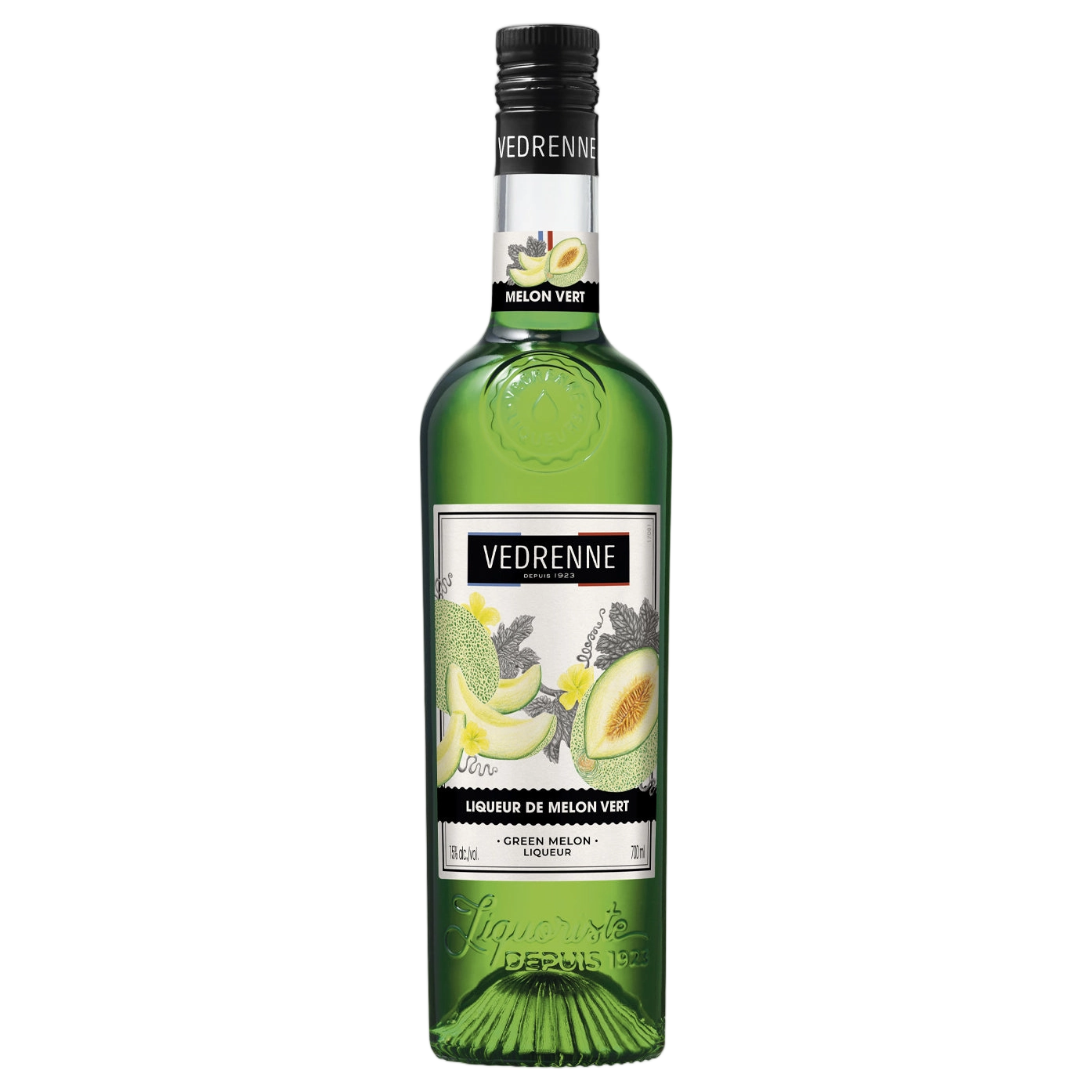 A bottle of Vedrenne Liqueur de Melon Vert (Honeydew) 20% 700ml