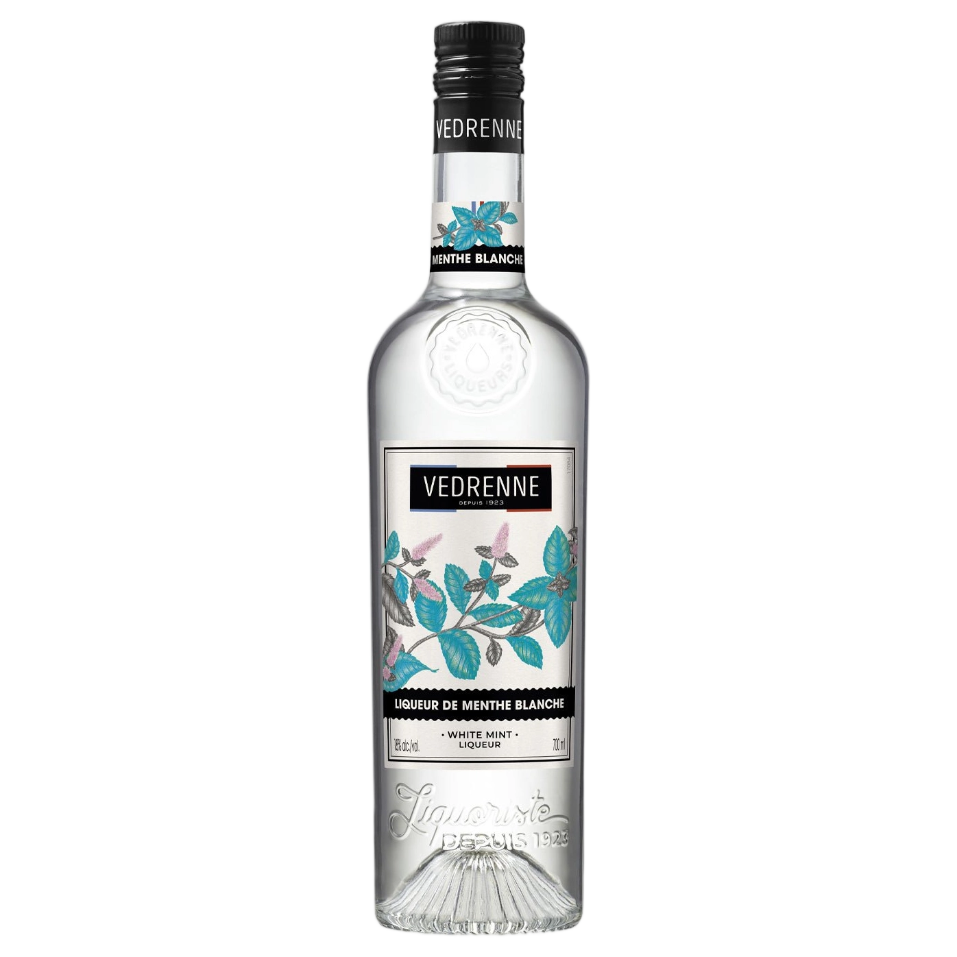 A bottle of Vedrenne Liqueur de Menthe Blanche (White Mint) 18% 700ml