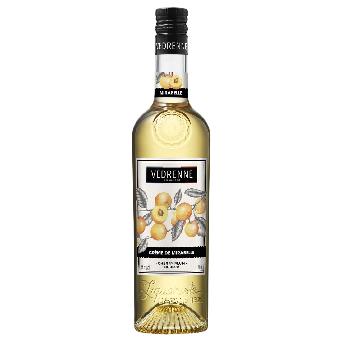 A bottle of Vedrenne Liqueur Creme de Mirabelle (Cherry Plum) 18% 700ml