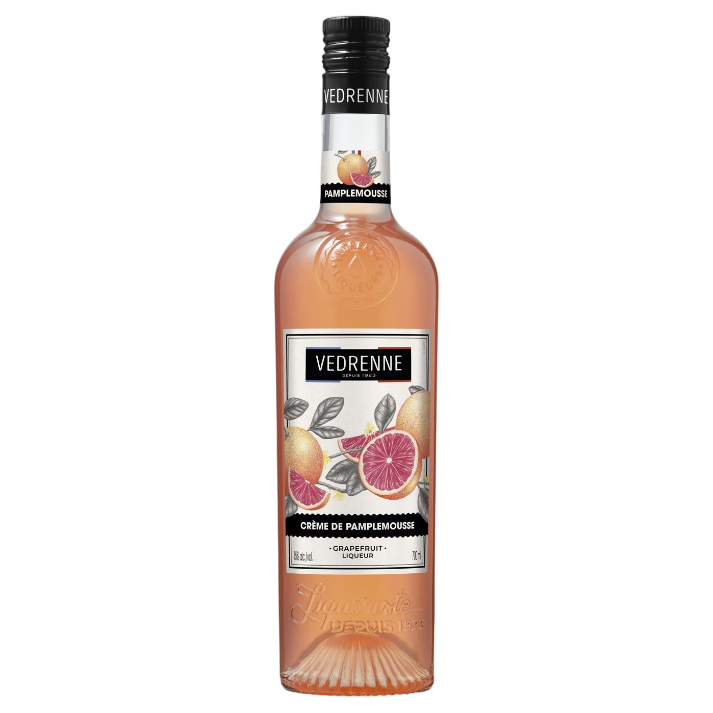 A bottle of Vedrenne Liqueur Creme de Pamplemousse Rose (Pink Grapefruit) 15% 700ml