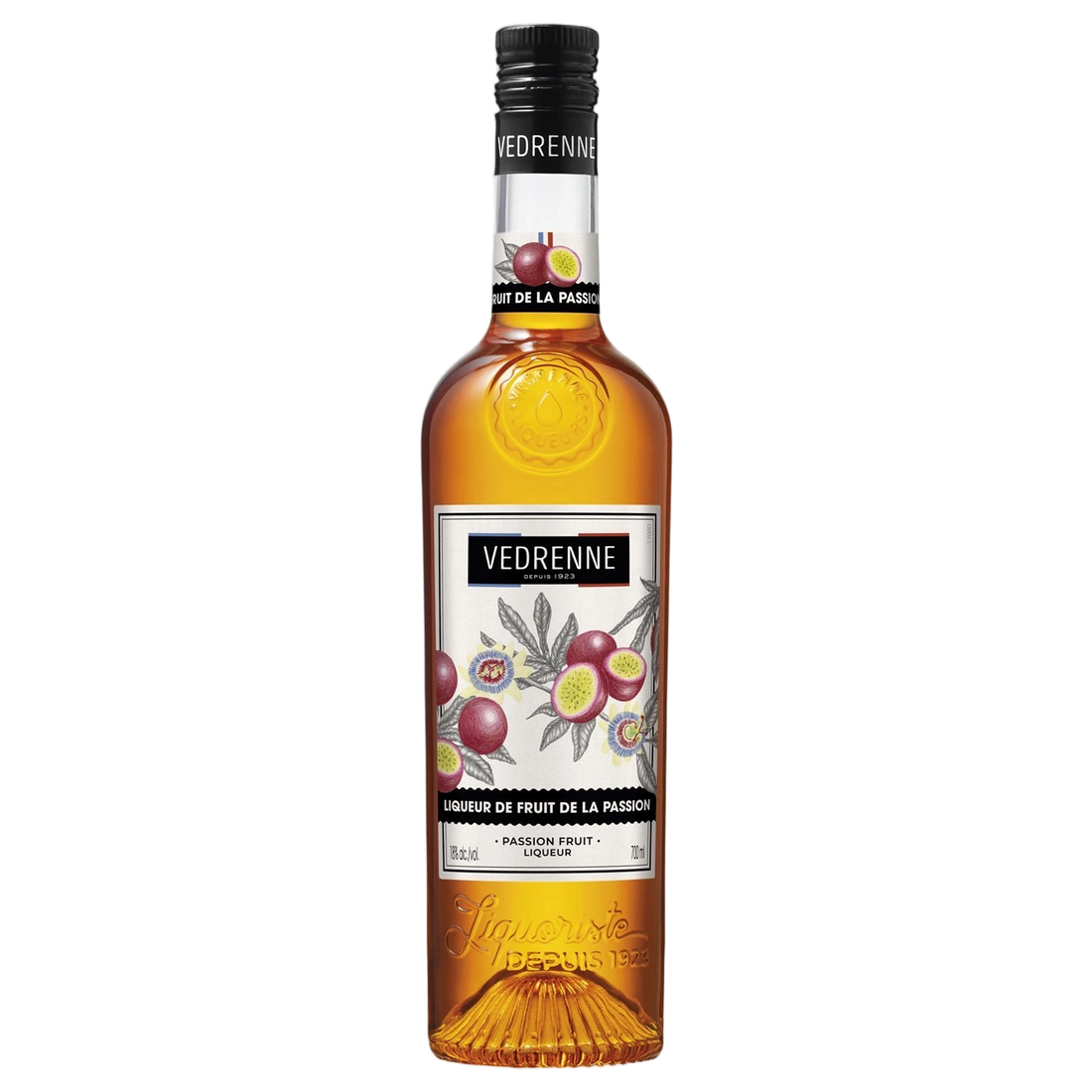 A bottle of Vedrenne Liqueur Fruit de la Passion (Passionfruit) 18% 700ml