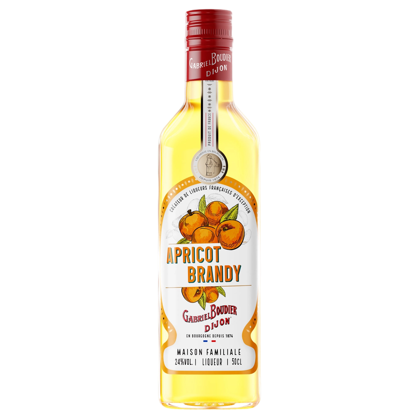 A bottle of Gabriel Boudier Apricot Brandy Liqueur 24% 500ml