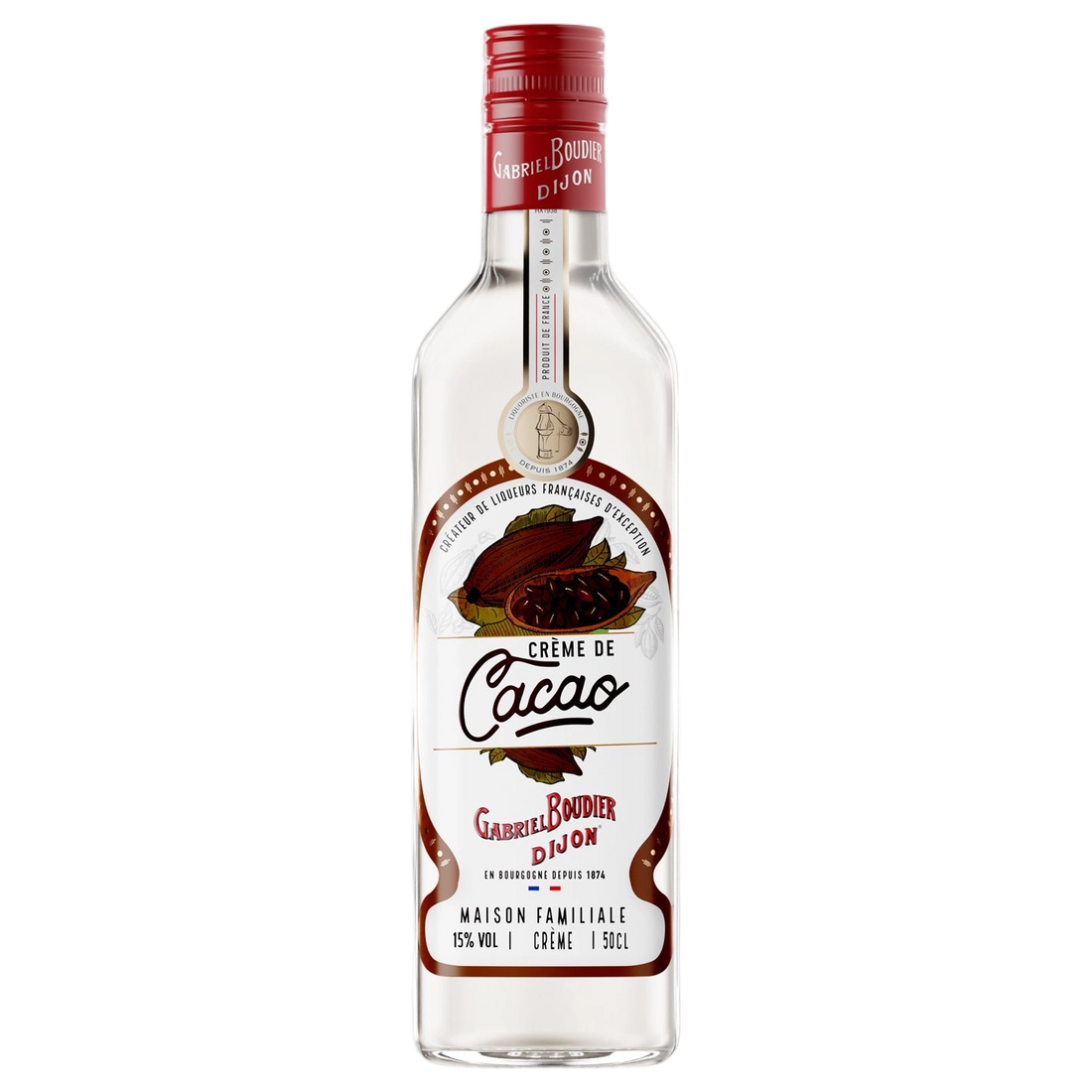 A bottle of Gabriel Boudier Creme De Cacao Blanc (White Chocolate) Liqueur 15% 500ml