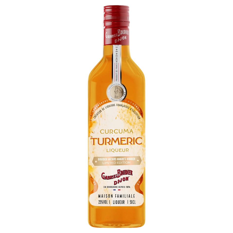 A bottle of Gabriel Boudier Curcuma (Turmeric) Liqueur 25% 500ml