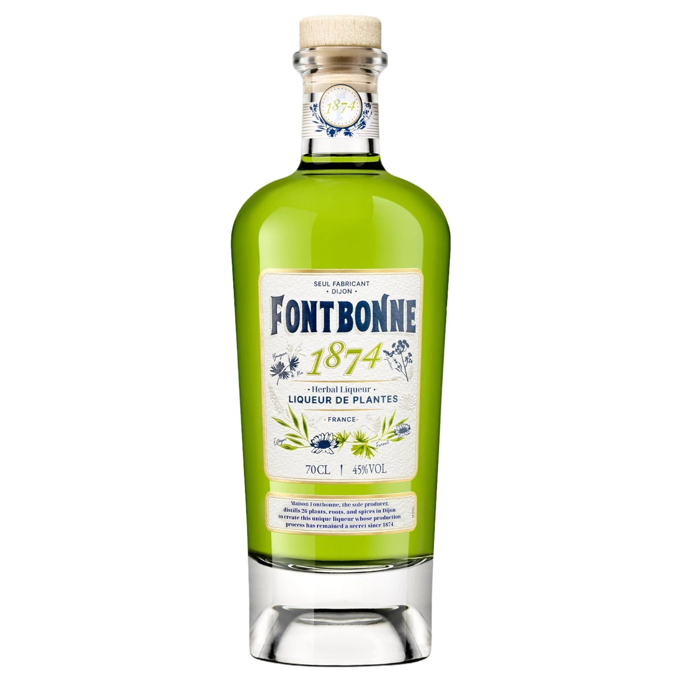 A bottle of Gabriel Boudier Fontbonne Liqueur De Plante 45% 700ml
