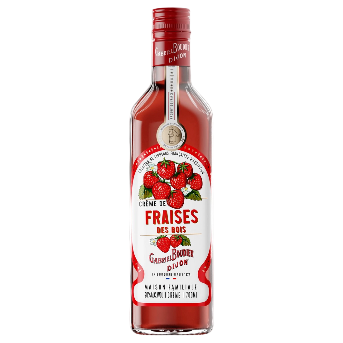 A bottle of Gabriel Boudier Crème de Fraise (Strawberry) Liqueur 20% 700ml