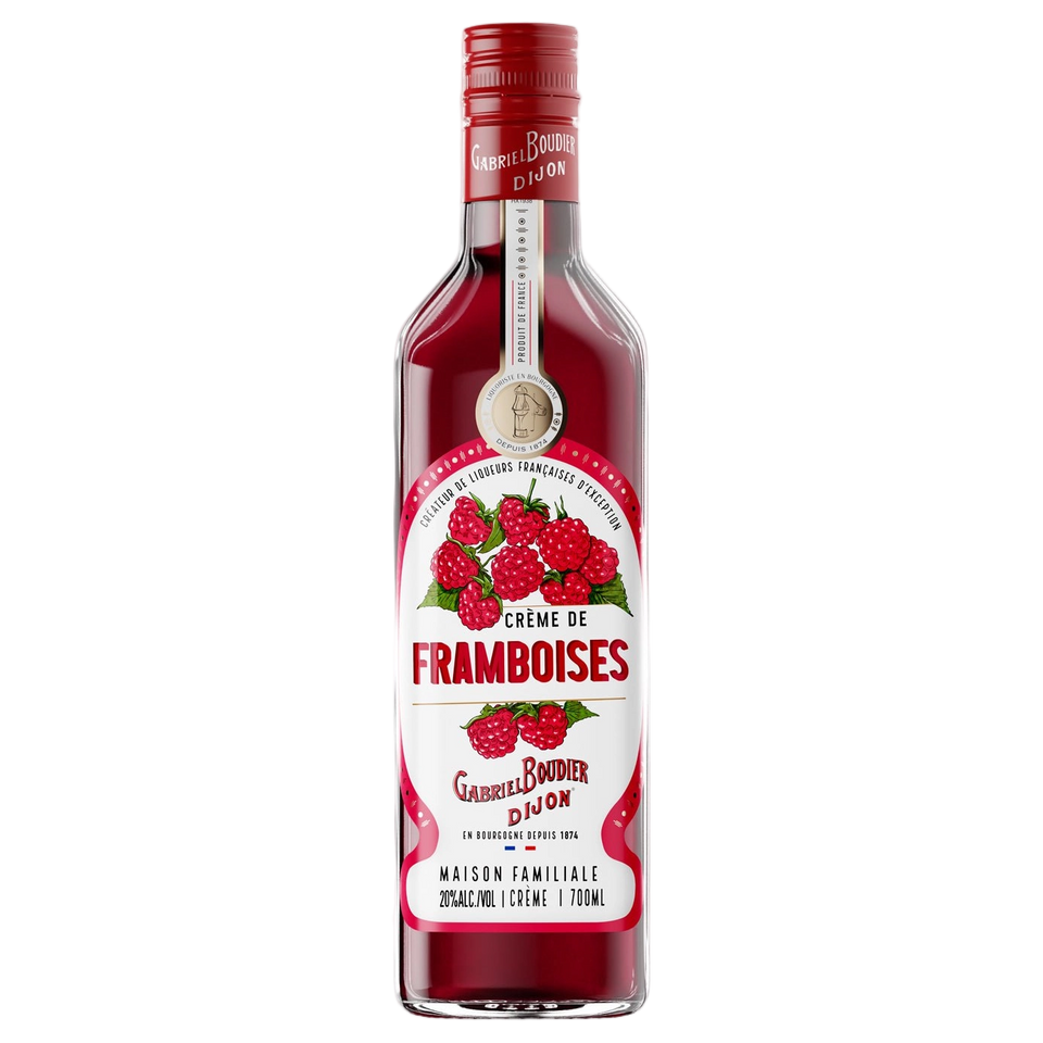 A bottle of Gabriel Boudier Creme De Framboise (Raspberry) Liqueur 20% 700ml