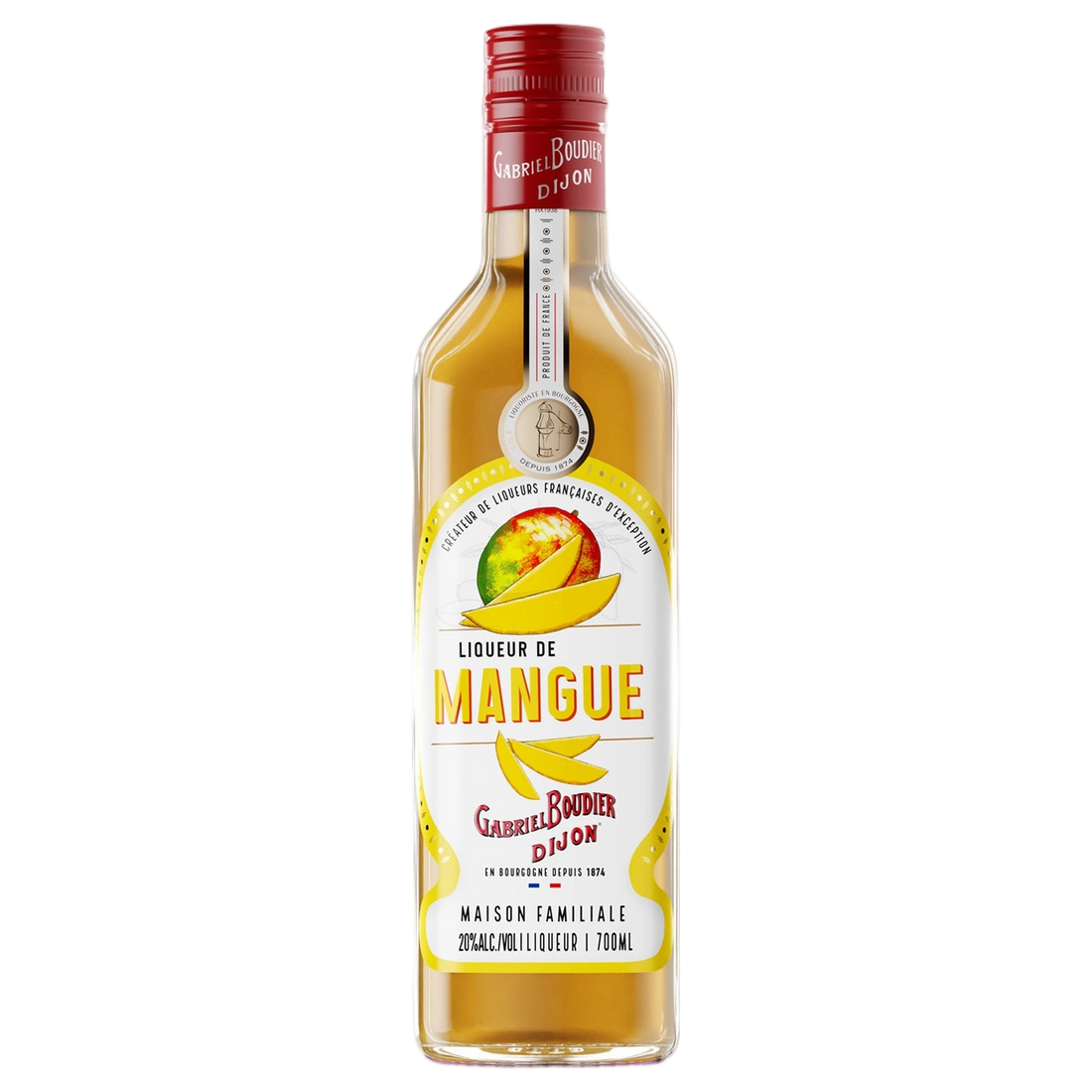 A bottle of Gabriel Boudier Liqueur De Mangue (Mango) Liqueur 20% 700ml