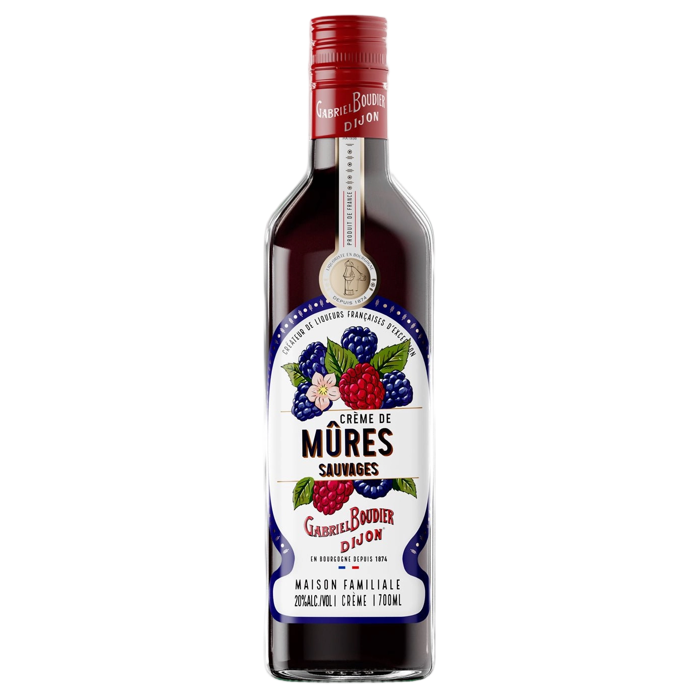 A bottle of Gabriel Boudier Creme De Mure (Blackberry) Liqueur 20% 700ml