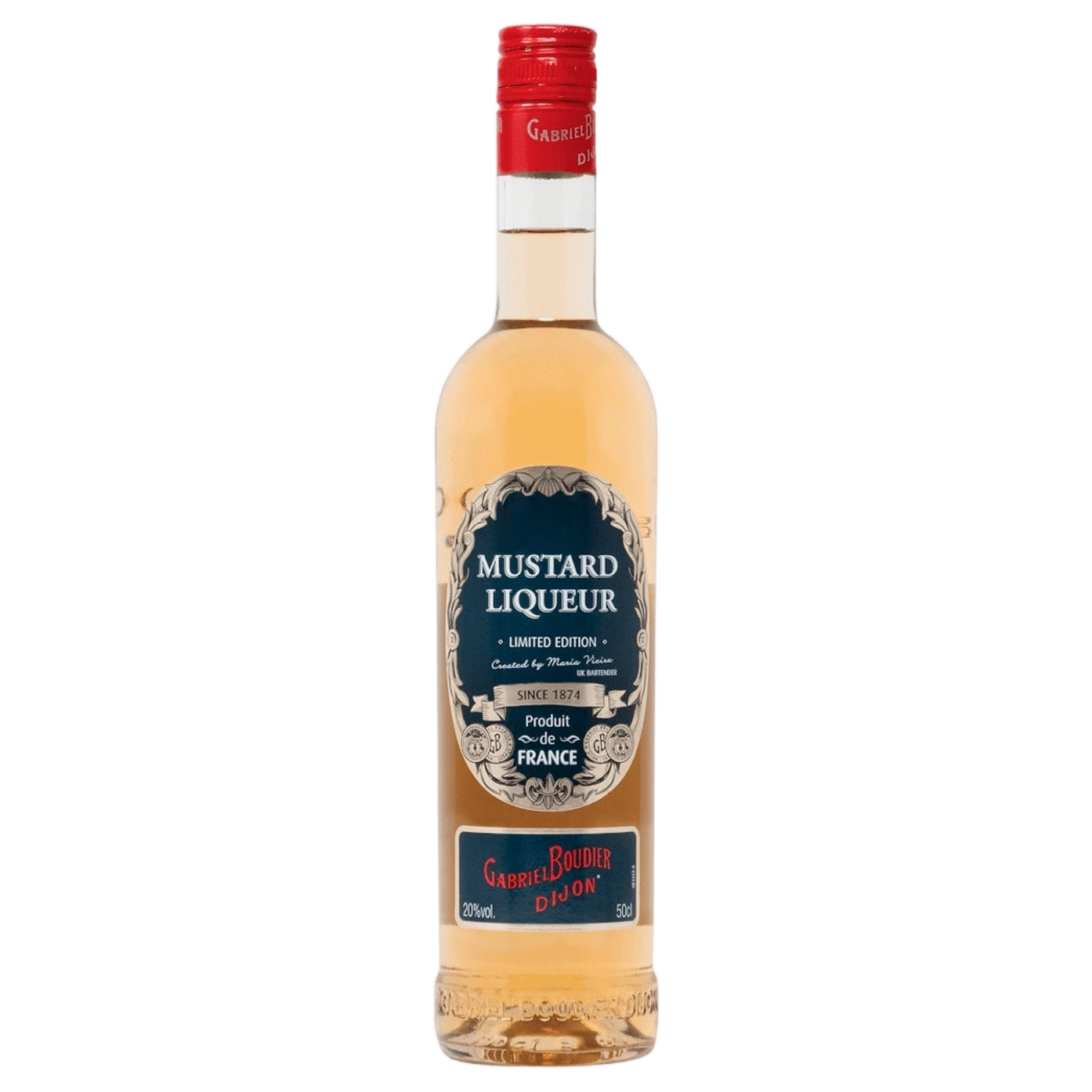 A bottle of Gabriel Boudier Mustard Liqueur 20% 500ml