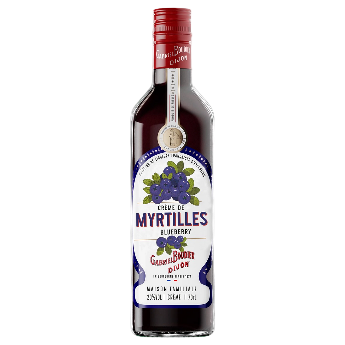 A bottle of Gabriel Boudier Liqueur De Myrtille (Blueberry) 20% 700ml