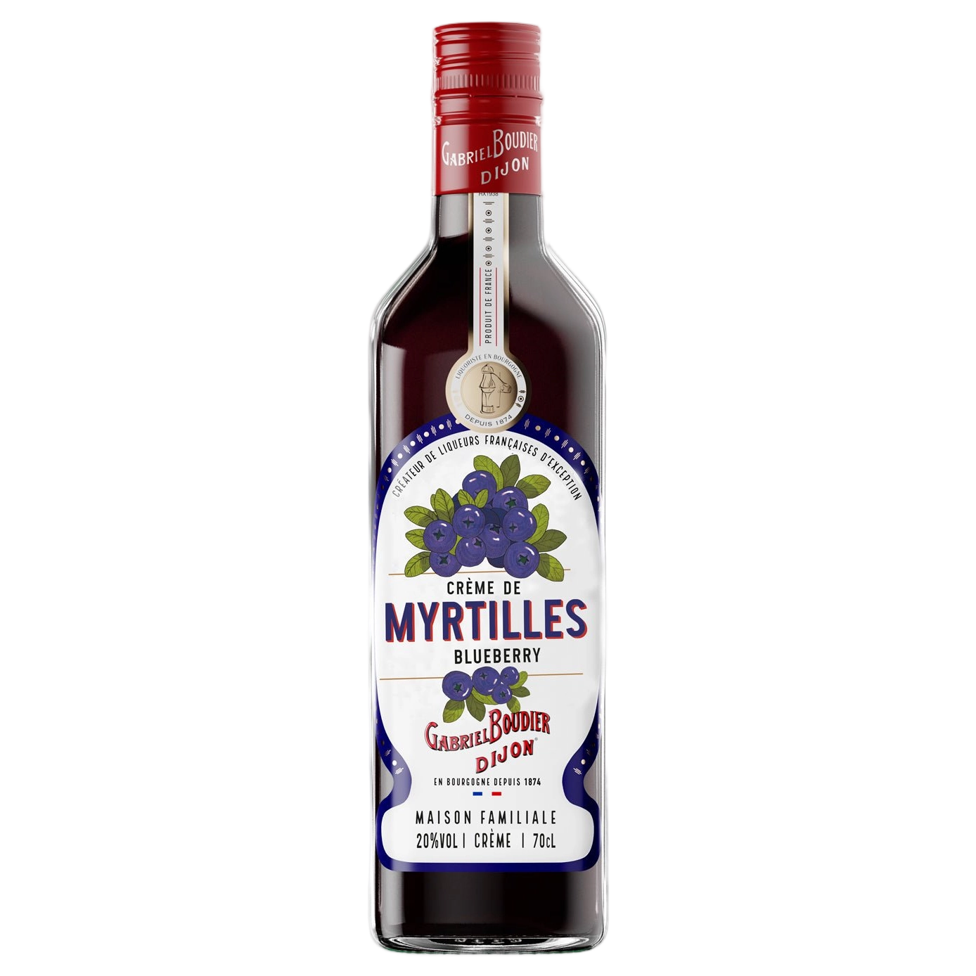 A bottle of Gabriel Boudier Liqueur De Myrtille (Blueberry) 20% 700ml