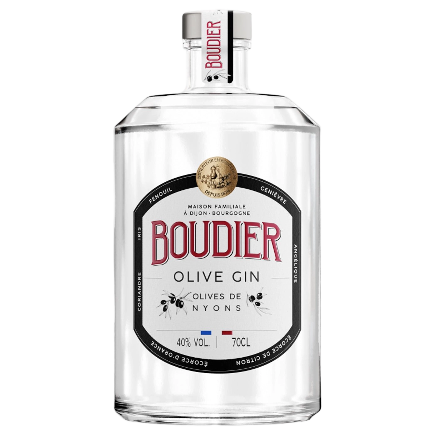 A bottle of Gabriel Boudier Olive Gin 40% 700ml