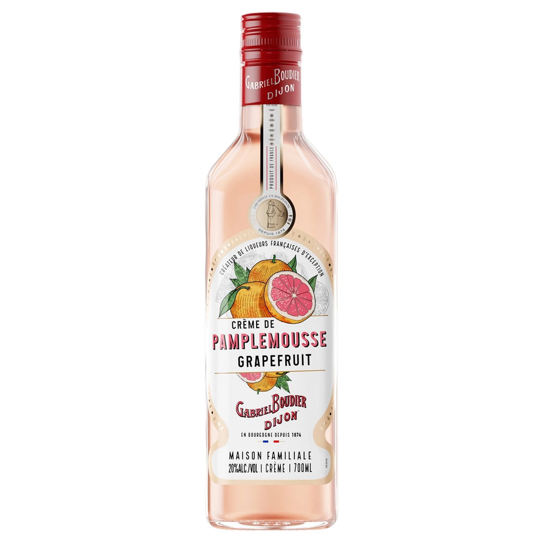 A bottle of Gabriel Boudier Creme De Pamplemousse (Grapefruit) Liqueur 15% 700ml