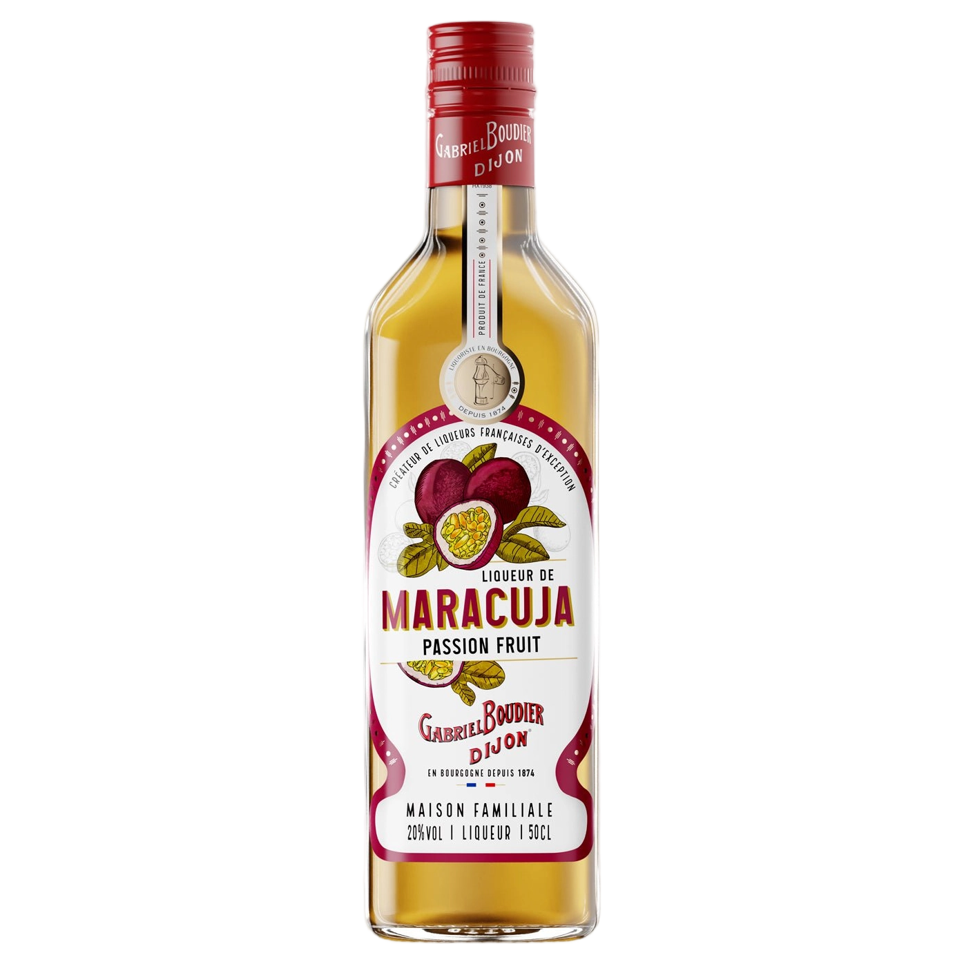 A bottle of Gabriel Boudier Liqueur De Maracuja (Passionfruit) Liqueur 20% 500ml