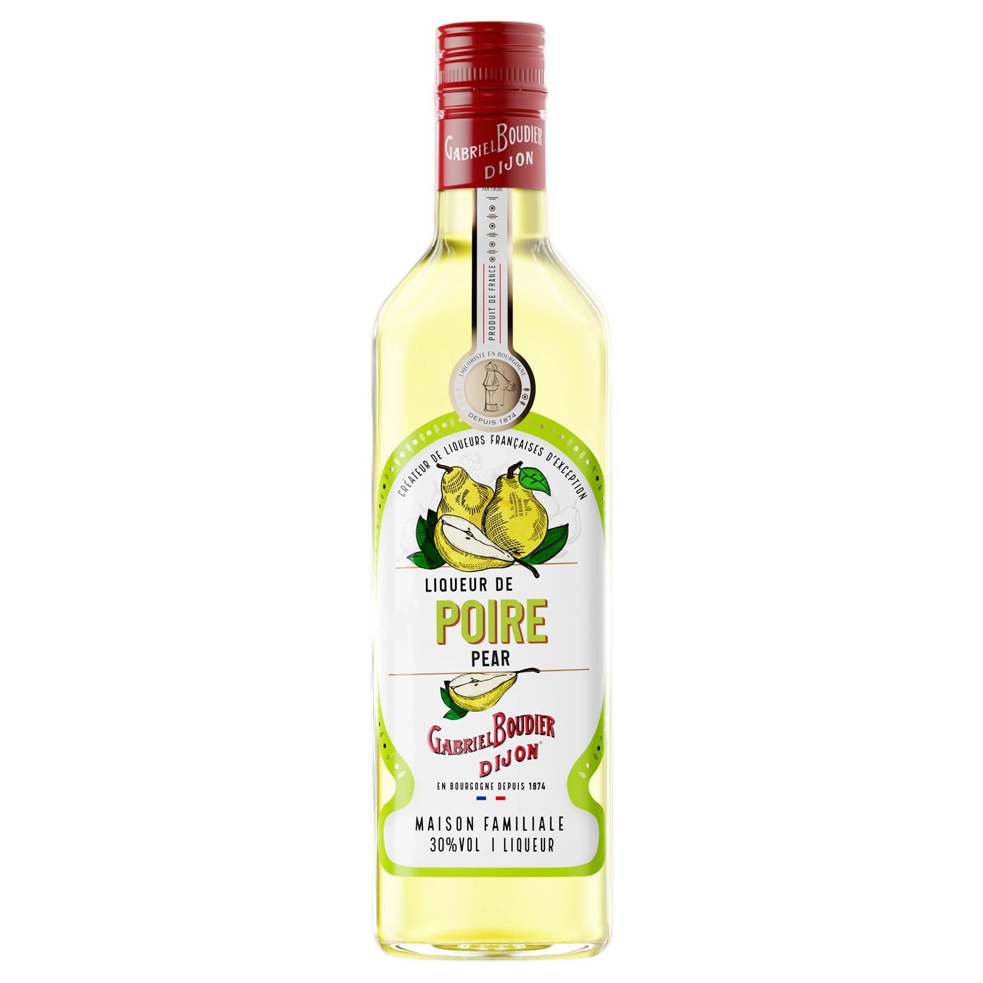 A bottle of Gabriel Boudier Liqueur De Poire (Pear) Liqueur 30% 700ml