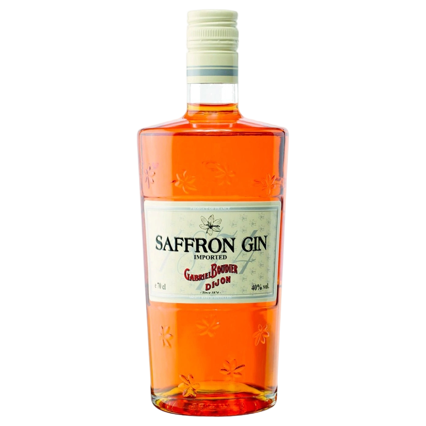 A bottle of Gabriel Boudier Saffron Gin 40% 700ml