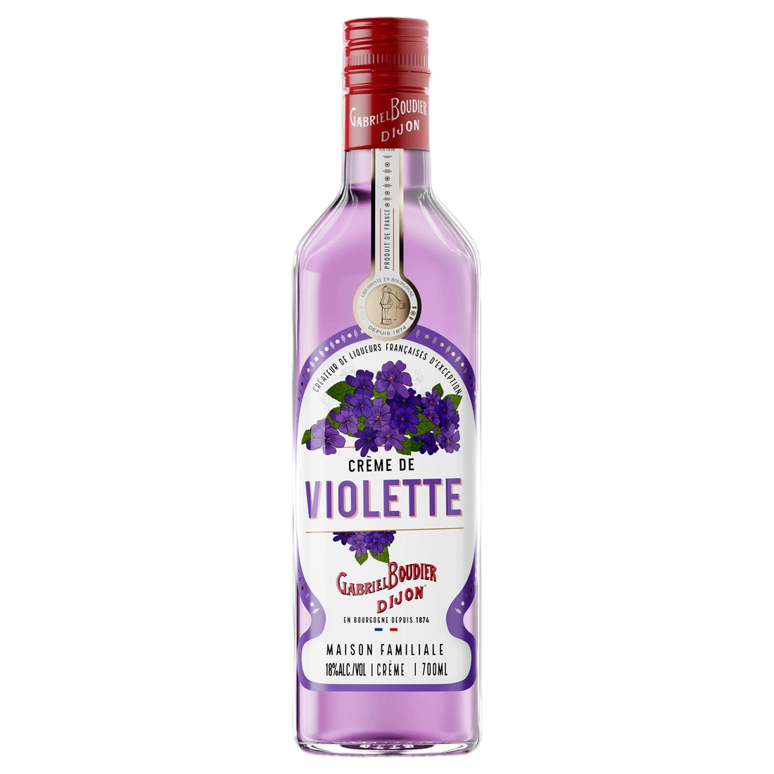 A bottle of Gabriel Boudier Creme De Violette (Violet) Liqueur 18% 700ml