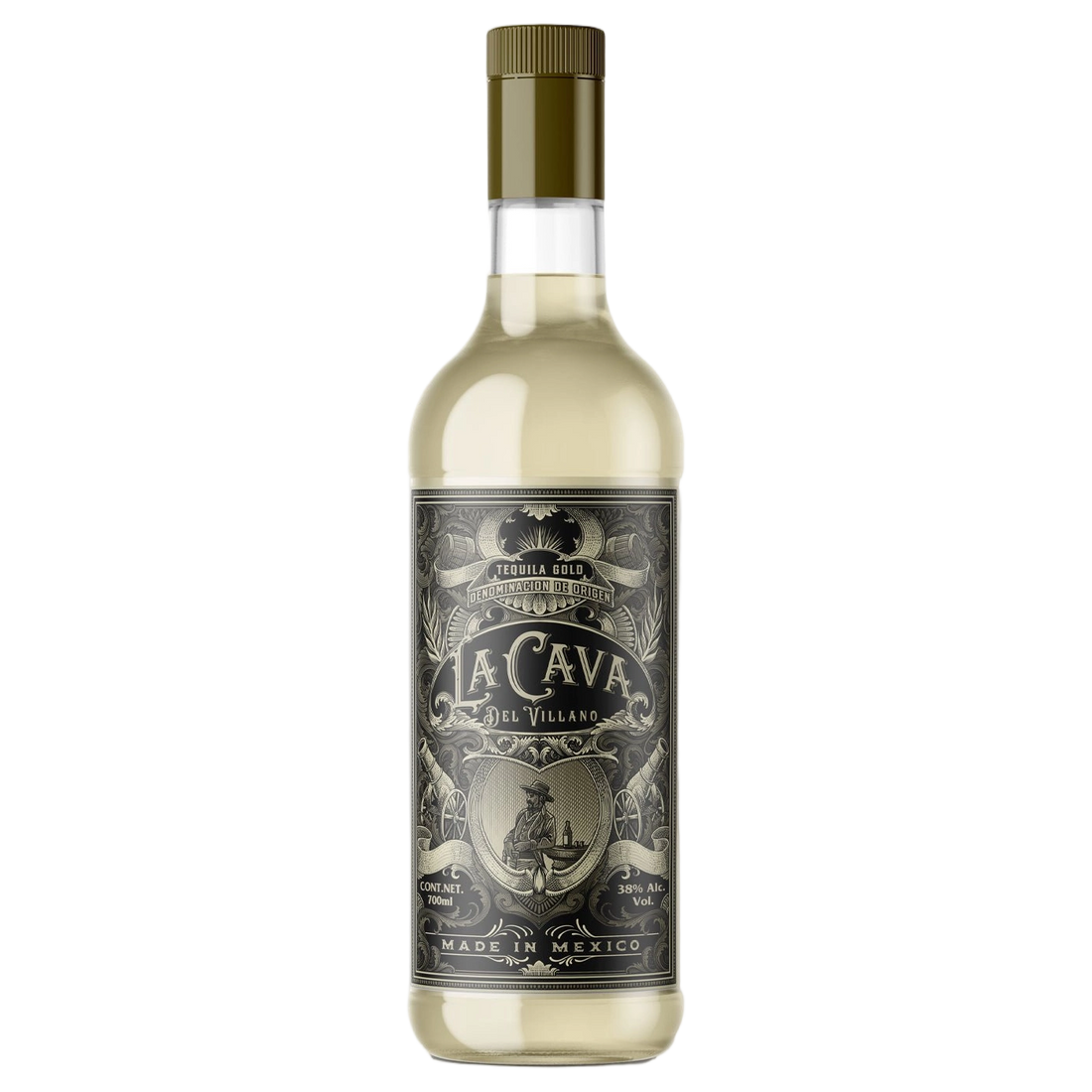 A bottle of La Cava del Villano Gold Tequila 38% 700ml