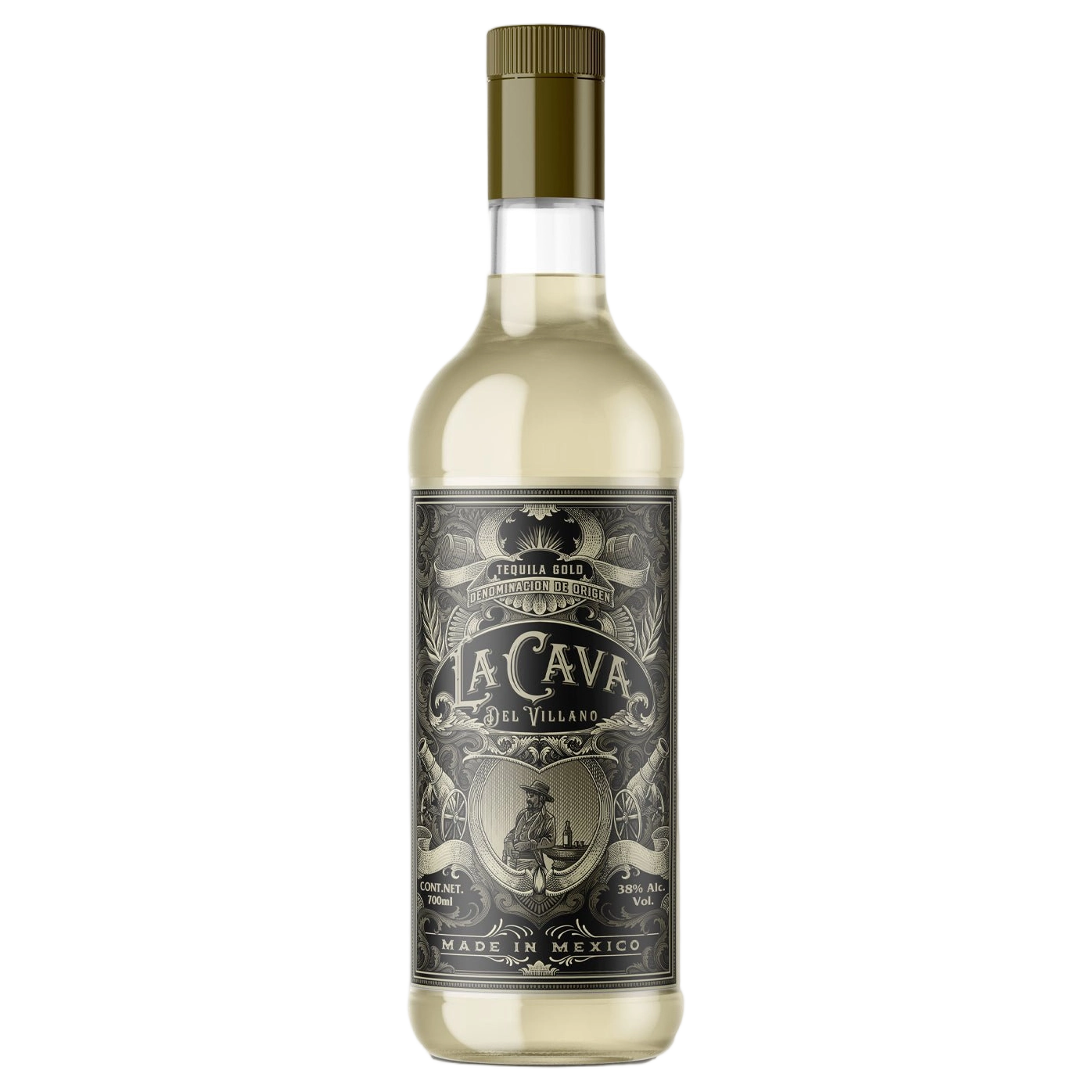 A bottle of La Cava del Villano Gold Tequila 38% 700ml