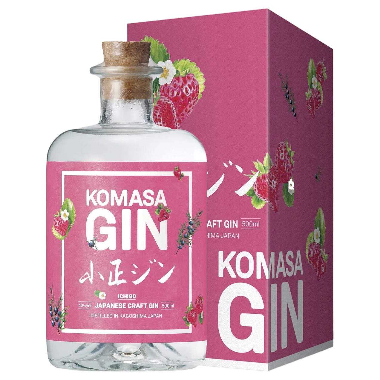 A bottle of Komasa Ichigo Kagoshima Strawberry Gin 45% 500ml